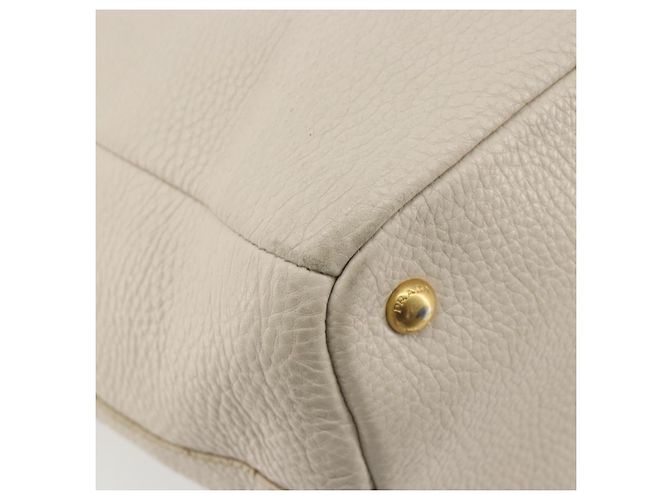 PRADA Hand Bag Vittero Dino Leather 2way White Gold - vista 16