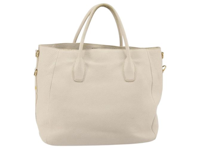 PRADA Hand Bag Vittero Dino Leather 2way White Gold - vista 2