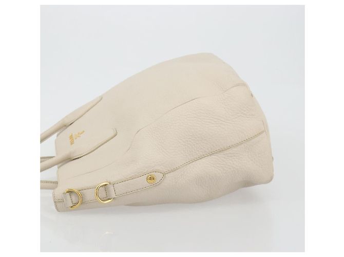PRADA Hand Bag Vittero Dino Leather 2way White Gold - vista 4