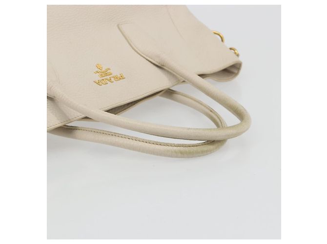 PRADA Hand Bag Vittero Dino Leather 2way White Gold - vista 7