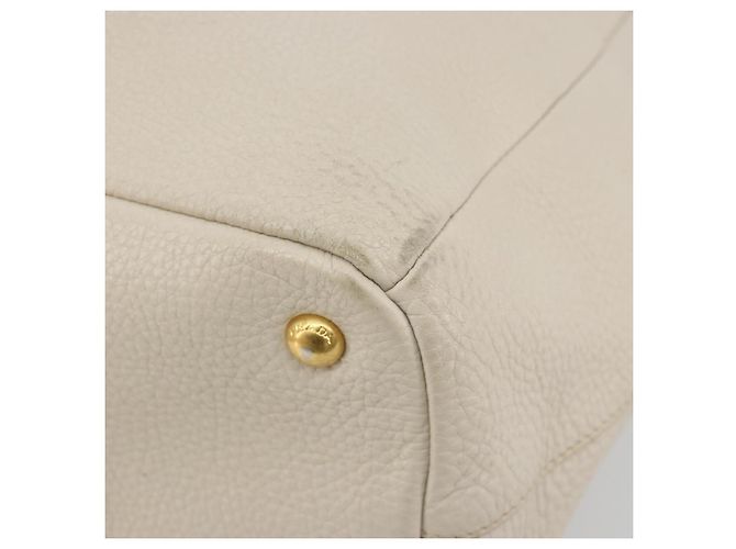 PRADA Hand Bag Vittero Dino Leather 2way White Gold - vista 9