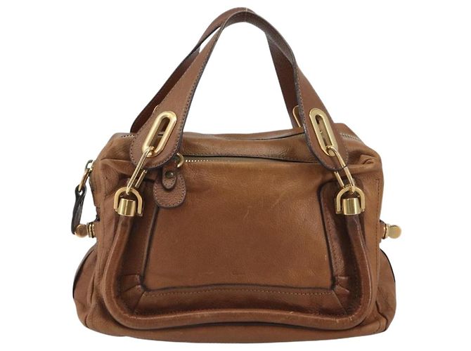 Chloé Chloe Paraty Hand Bag Leather Brown Gold - vista 13