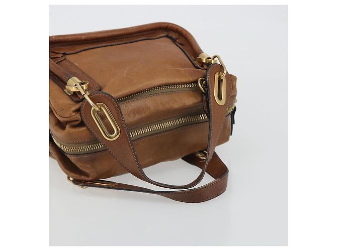 Chloé Chloe Paraty Hand Bag Leather Brown Gold - vista 7