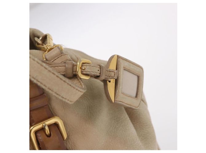 PRADA Tote Bag Leather 2way Beige Gold - vista 17