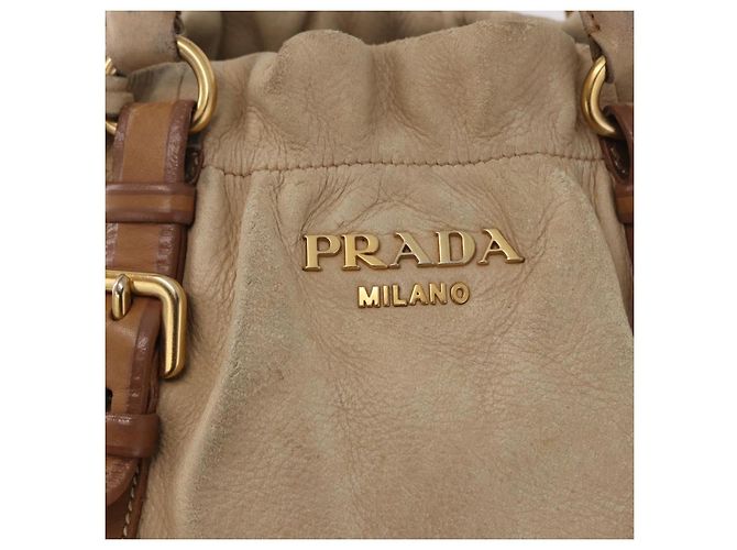 PRADA Tote Bag Leather 2way Beige Gold - vista 18