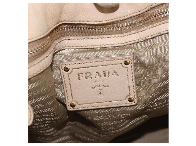 PRADA Tote Bag Leather 2way Beige Gold - vista 19