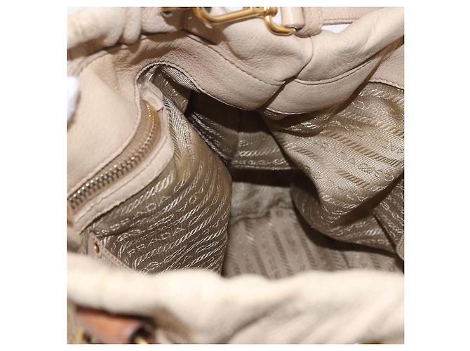 PRADA Tote Bag Leather 2way Beige Gold - vista 20