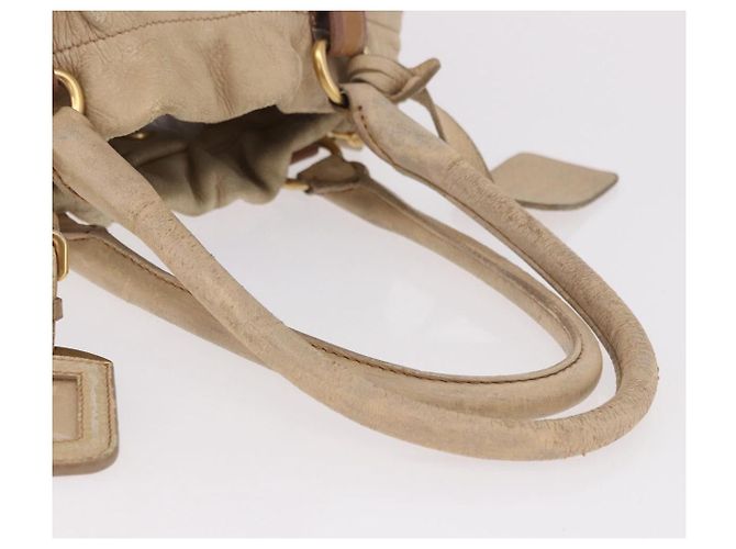 PRADA Tote Bag Leather 2way Beige Gold - vista 8