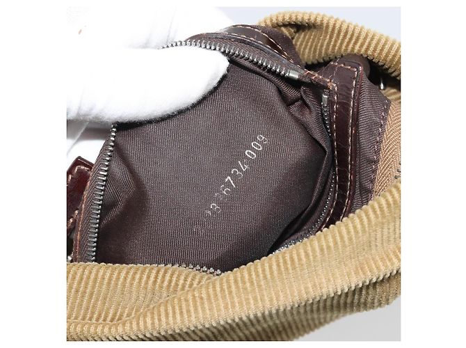 FENDI Shoulder Bag Corduroy Beige Silver - vista 12