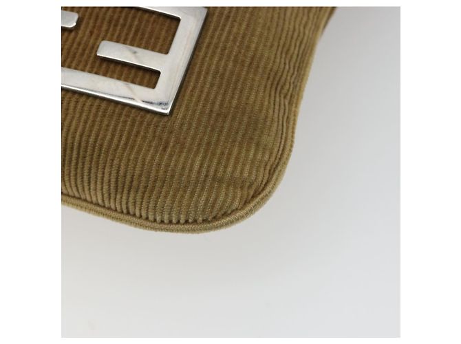 FENDI Shoulder Bag Corduroy Beige Silver - vista 15