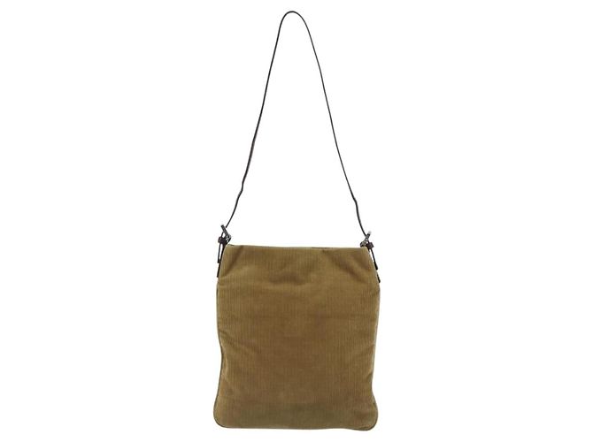 FENDI Shoulder Bag Corduroy Beige Silver - vista 2