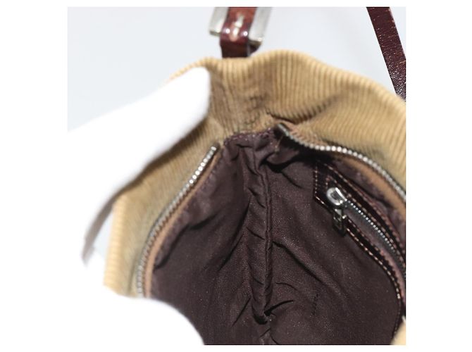 FENDI Shoulder Bag Corduroy Beige Silver - vista 23