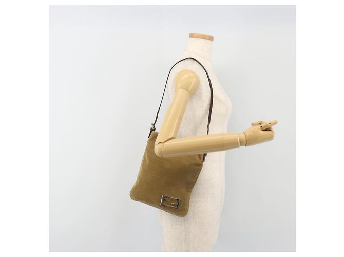 FENDI Shoulder Bag Corduroy Beige Silver - vista 25