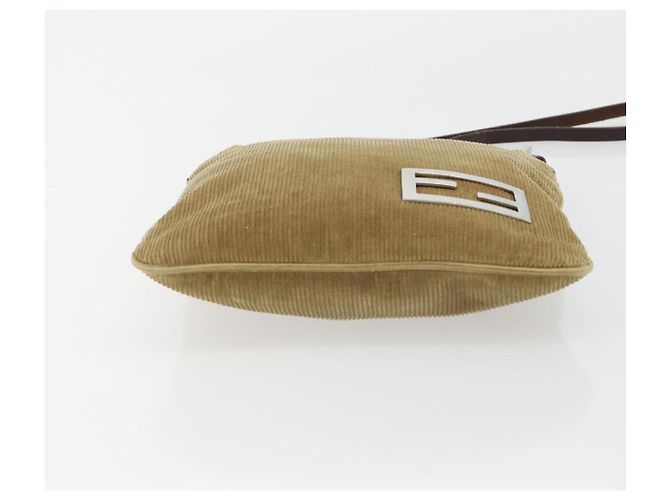 FENDI Shoulder Bag Corduroy Beige Silver - vista 5