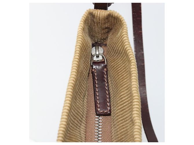 FENDI Shoulder Bag Corduroy Beige Silver - vista 9