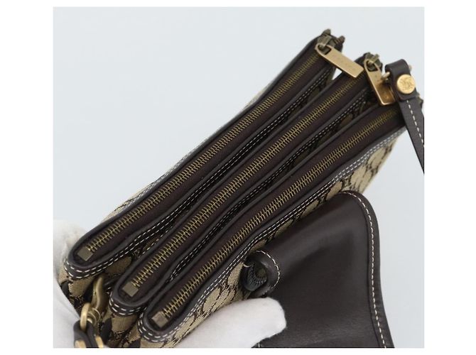 Céline CELINE Macadam Canvas Hand Bag Brown Gold - vista 7