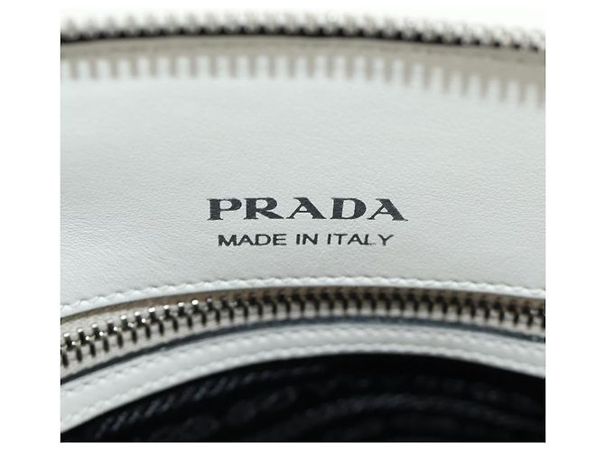 PRADA Hand Bag Leather 2way White Silver - vista 24