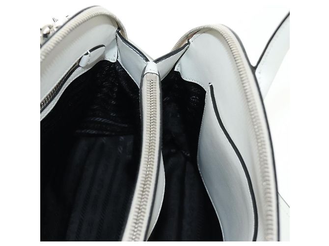 PRADA Hand Bag Leather 2way White Silver - vista 25