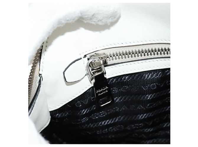 PRADA Hand Bag Leather 2way White Silver - vista 30