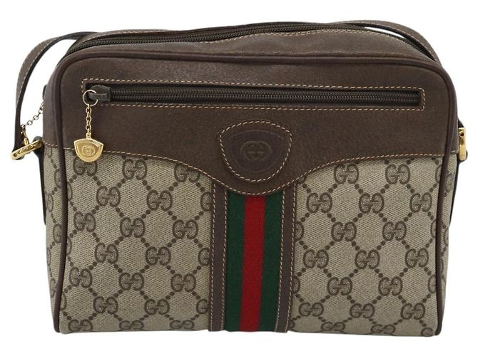 GUCCI GG Supreme Web Sherry Line Bag PVC Beige Gold 00 156 0852 - vista 13