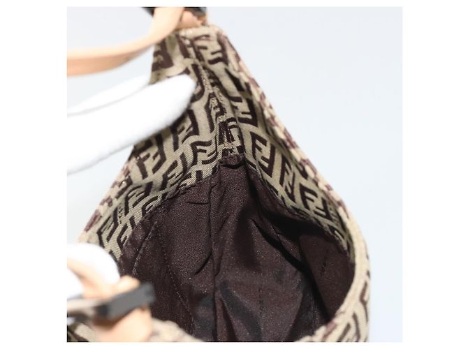 FENDI Zucchino Canvas Shoulder Bag Beige - vista 19