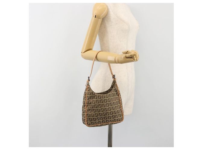 FENDI Zucchino Canvas Shoulder Bag Beige - vista 22