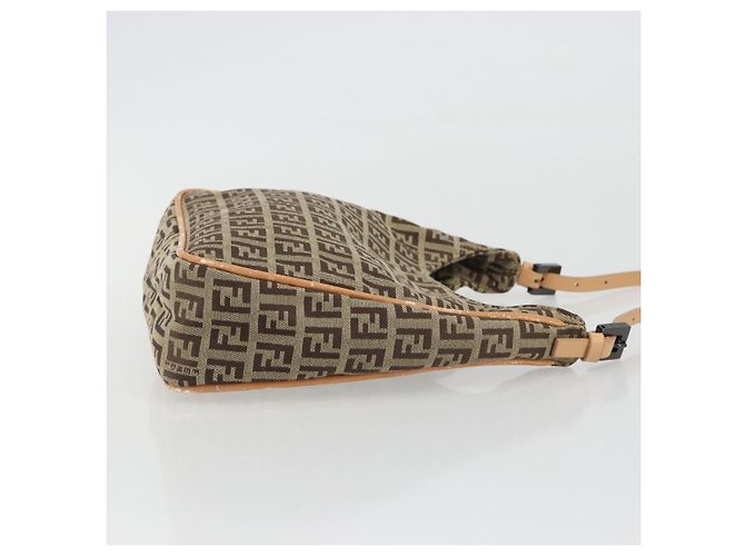 FENDI Zucchino Canvas Shoulder Bag Beige - vista 3