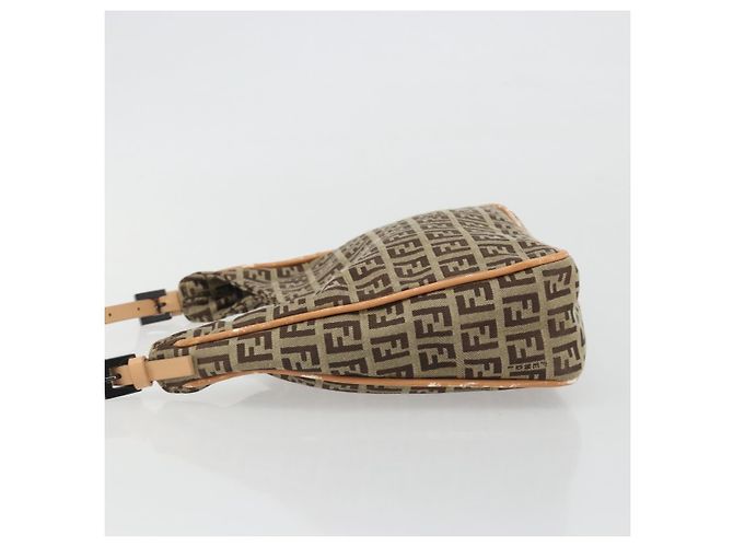 FENDI Zucchino Canvas Shoulder Bag Beige - vista 4