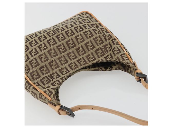 FENDI Zucchino Canvas Shoulder Bag Beige - vista 6