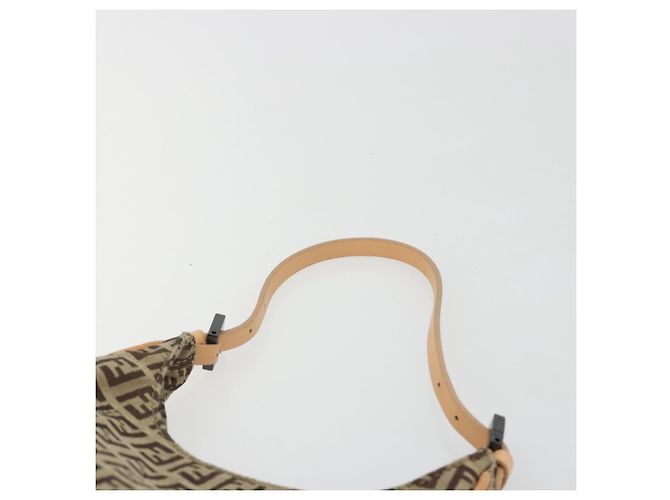 FENDI Zucchino Canvas Shoulder Bag Beige - vista 8