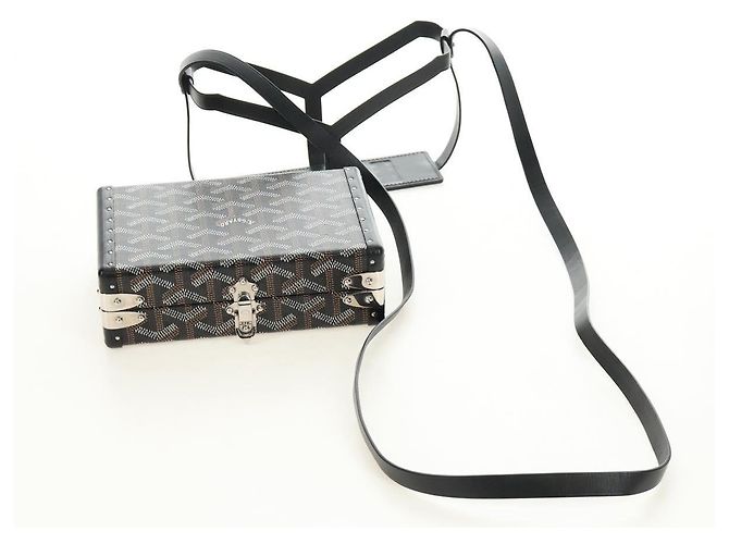 GOYARD Herringbone Minodiere Trunk Bag PVC Black Silver - vista 9