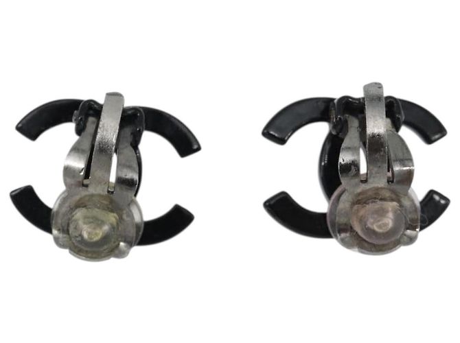 CHANEL COCO Mark Earring Metal Black CC - vista 3