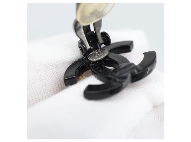 CHANEL COCO Mark Earring Metal Black CC - vista 7