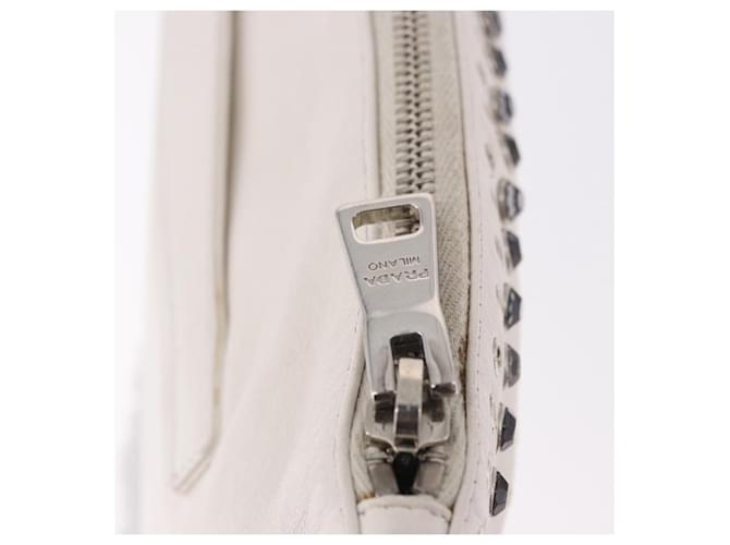 PRADA Clutch Bag Leather White Silver - vista 10