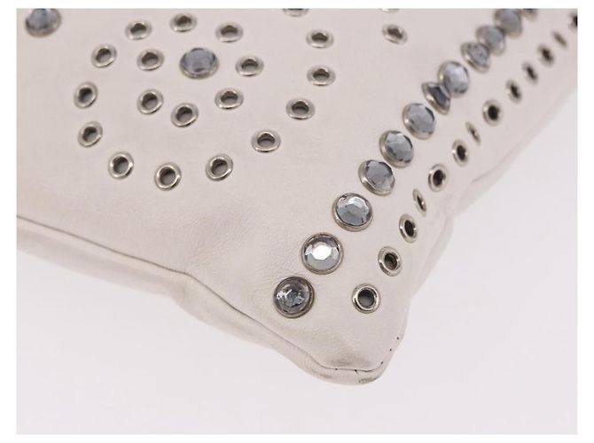 PRADA Clutch Bag Leather White Silver - vista 14