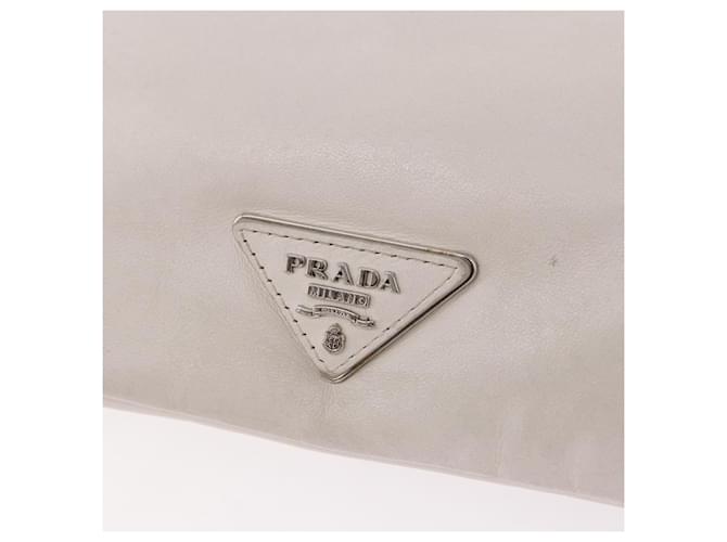 PRADA Clutch Bag Leather White Silver - vista 17
