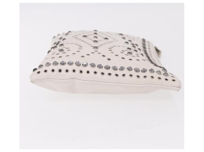 PRADA Clutch Bag Leather White Silver - vista 3