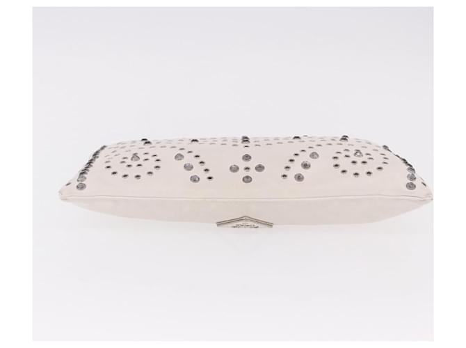 PRADA Clutch Bag Leather White Silver - vista 5