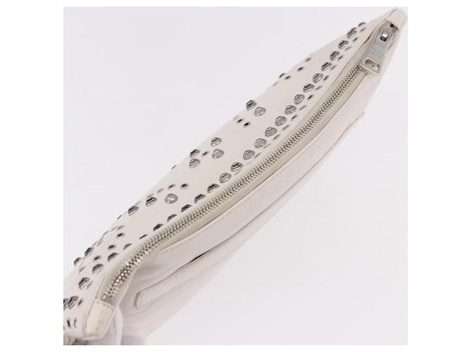 PRADA Clutch Bag Leather White Silver - vista 6