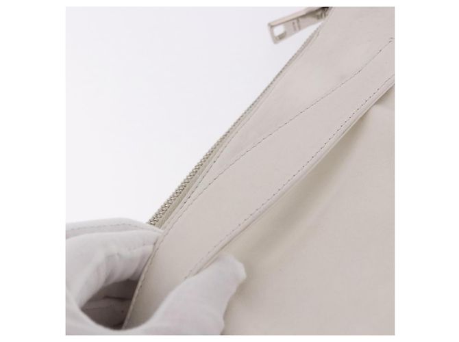 PRADA Clutch Bag Leather White Silver - vista 7