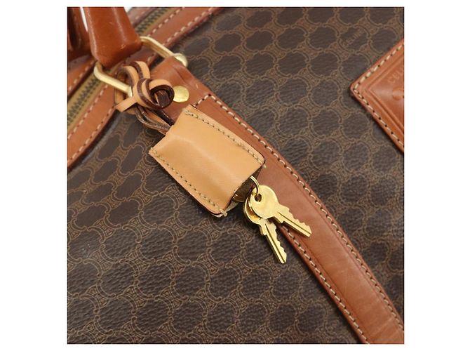 Céline CELINE Macadam Canvas Boston Bag PVC Leather Brown Gold - vista 10