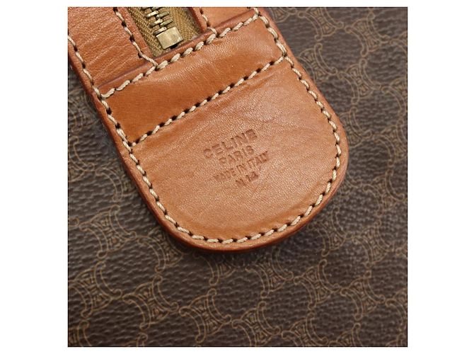 Céline CELINE Macadam Canvas Boston Bag PVC Leather Brown Gold - vista 12