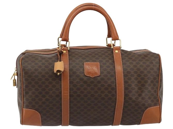 Céline CELINE Macadam Canvas Boston Bag PVC Leather Brown Gold - vista 13