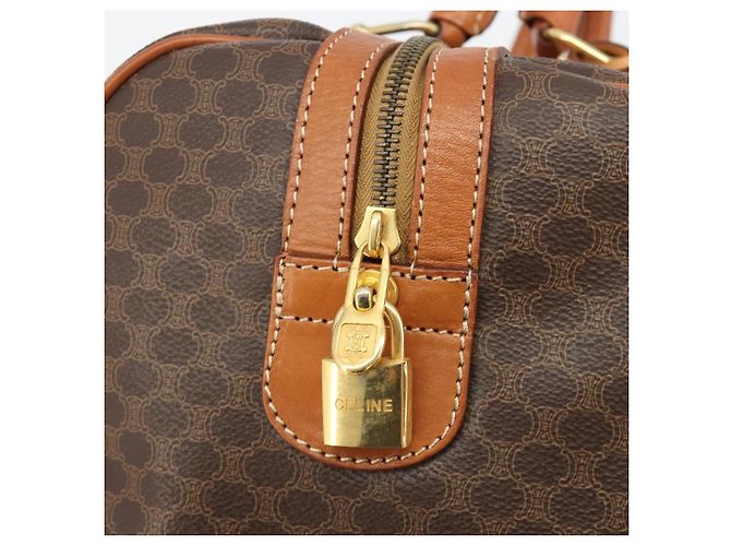 Céline CELINE Macadam Canvas Boston Bag PVC Leather Brown Gold - vista 17