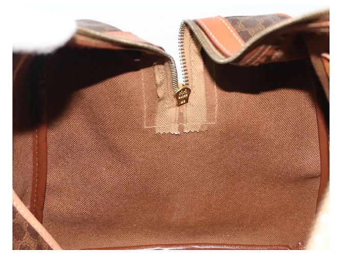 Céline CELINE Macadam Canvas Boston Bag PVC Leather Brown Gold - vista 18