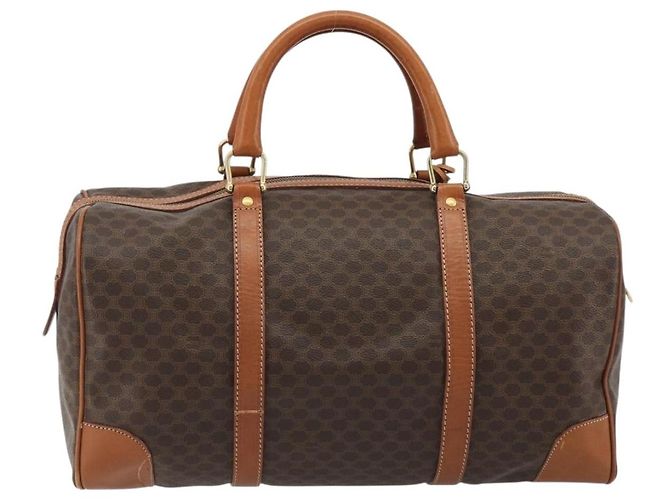 Céline CELINE Macadam Canvas Boston Bag PVC Leather Brown Gold - vista 2