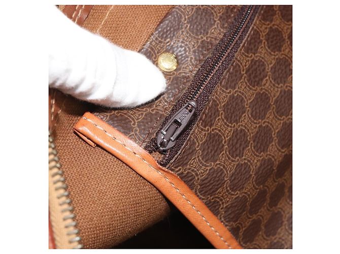 Céline CELINE Macadam Canvas Boston Bag PVC Leather Brown Gold - vista 20