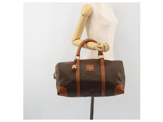Céline CELINE Macadam Canvas Boston Bag PVC Leather Brown Gold - vista 22