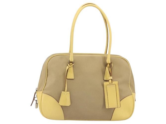 PRADA Hand Bag Canvas Beige Silver - vista 13