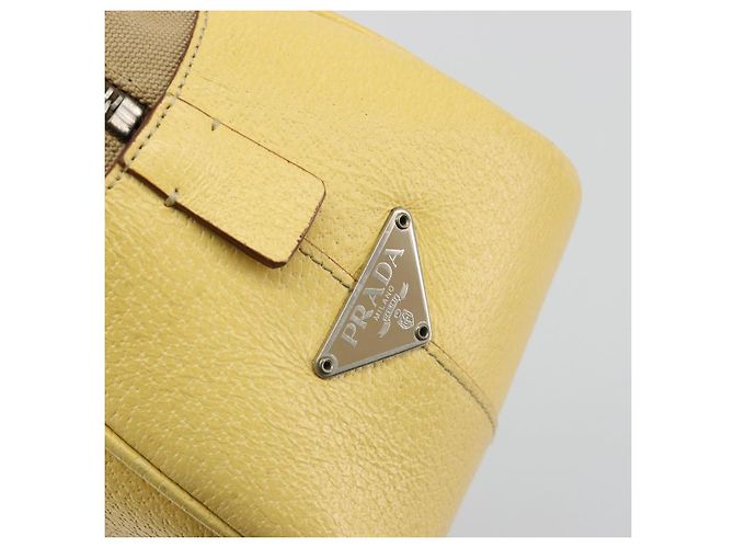 PRADA Hand Bag Canvas Beige Silver - vista 18